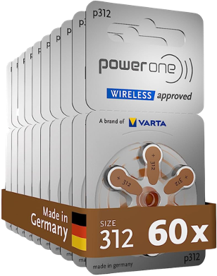 Hearing Aid Batteries PowerOne 312